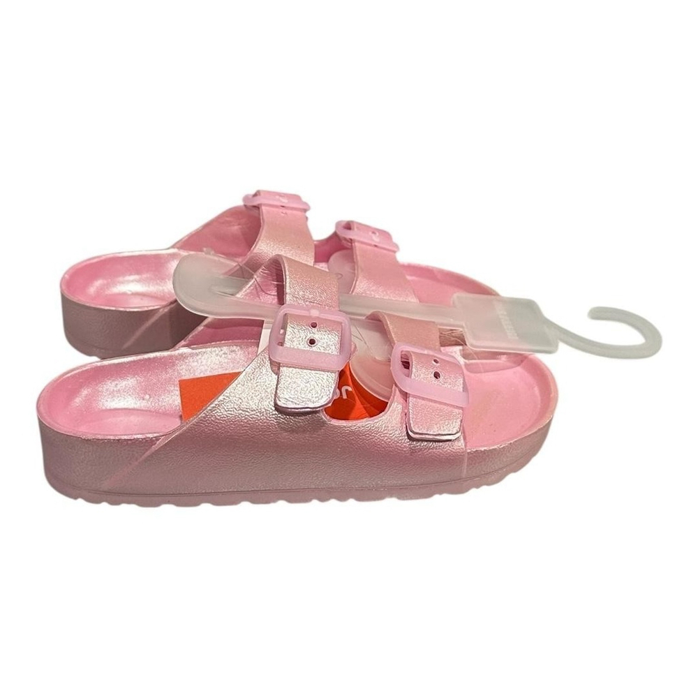 Joe Fresh Slide Sandals Girls Size 12 Pink Buckle Beach Shoes Summer